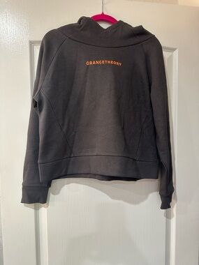 Orangetheory Women's Crewneck Hoodie in Charcoal with Orange Logo-NEW